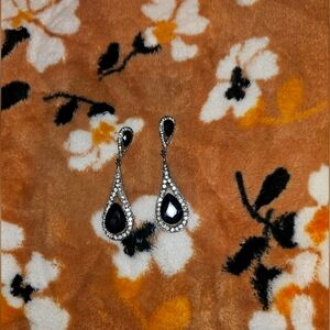 Elegant Dark Purple and Silver Teardrop Earrings